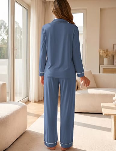 Image of ZMJ Womens Pajamas Sets 2 Piece Long Sleeve and Pant Pj Sets Button Up Sleepwear