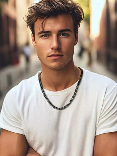 Suplight 3mm/6mm/9mm/12mm Miami Curb Cuban Link Chain for Men Women, 316L Stainless Steel /18K Gold/Black Plated Mens Jewelry Hip Hop Chain 18"/20"/22"/24"/26"/28"/30"2