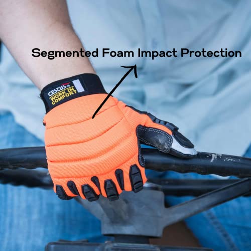 Cestus Hm Impact, Work Gloves Men, Mechanics Gloves, Hi Vis Safety Impact Gloves, Breathable Padded Knuckles, En388 3242 (X-Large) #TOP2
