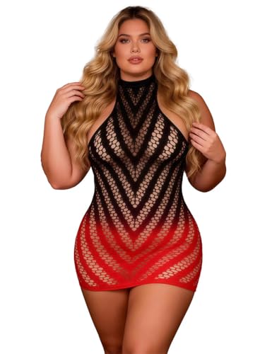 comeondear Lingerie Sexy Femme Érotique Hot Grande Taille Mini Robe Sexy Courte Moulante Résille Tenue Coquine ST Valentin Bodystocking Transparentes...