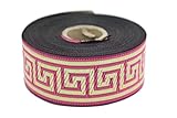 11 Yard Spool 1.37 inches Wide Pink Gold Greek Key Jacquard Ribbon Medieval Fabric Trim Gift Wrapping Wedding Party Decoration 35062