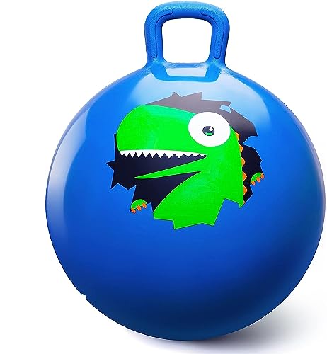 Image of YHK Hopper Ball Jumping Hopping Inflatable Ball Bouncing with Handle and Air Pump for Outdoor Sport GameBouncy for Kids and Pump with Air Needle (25 Inch) (Blue)