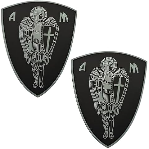 Archangel Cross Sword Shield Protection 3D PVC Rubber Patches with Fastener Hook and Loop Backing Tactical Military Armband Emblem Badges Decorative Appliques Cover