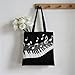 CWECVWE Women's Tote Bag Shoulder Reusable Cloth Bag Fashion Soft Shopping Handbag White Piano Keys with Musical Notes Black