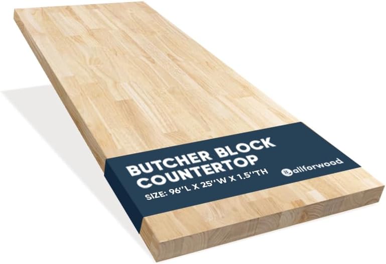 Solid wood butcher block countertop, unfinished 8ft x 25in x 1.5in