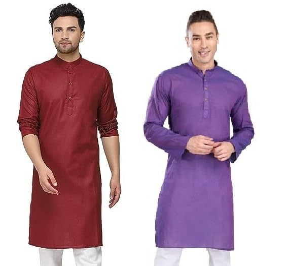 Image of WESTCORE Men's Cotton Kurta Combo - Pack of 2 | Traditional Ethnic Wear for Festivals & Celebrations