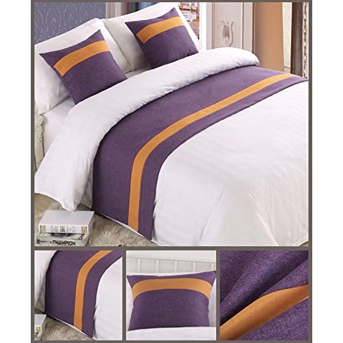 Hlasmspe Bed Runner For Foot Of Bed Stripe Pattern Purple Decor Bedding Protection Cover Bed Scarf Bed End Towel Bed Mat No Fading Hotel Bedroom Wedding Room,240X50Cm #TOP1