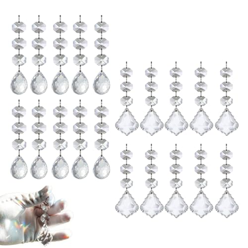 Paranco per lampadario di cristallo 20 pezzi, pendenti in cristallo K9 con goccia e foglia, per decorazioni di lampadari, finestre e regali, 11 cm di lunghezza