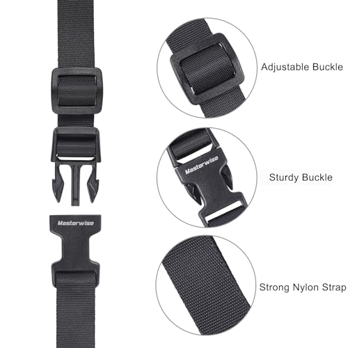 Image of Buckle Straps with Clips, Adjustable Nylon Straps with Buckle, Packing Strap, Black 4 Pack (2'x0.75)
