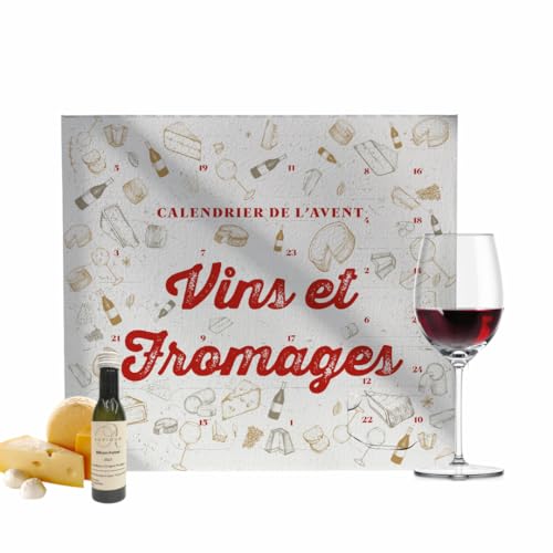 Calendrier de l’Avent Vins et Fromages – Nouveauté 2026 – 12 Vins (40 mL) & 12 Fromages – Coffret Dégustation Gourmet en édition limitée
