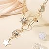 Mikovivi Gold Charm Necklace, Sun Moon and Star Necklace Boho Paperclip Necklace Vintage Chunky Pendant Necklace Jewelry Gift for Women Birthday #3