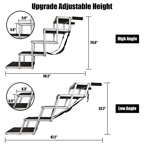 Dog Car Ramps For Large Dogs, Whdpets Aluminum Dog Stairs Support Up To 180Lbs, Foldable Pet Ladder Ramp With Nonslip Surface For High Beds, Trucks, Cars And Suv, 5 Steps #TOP2