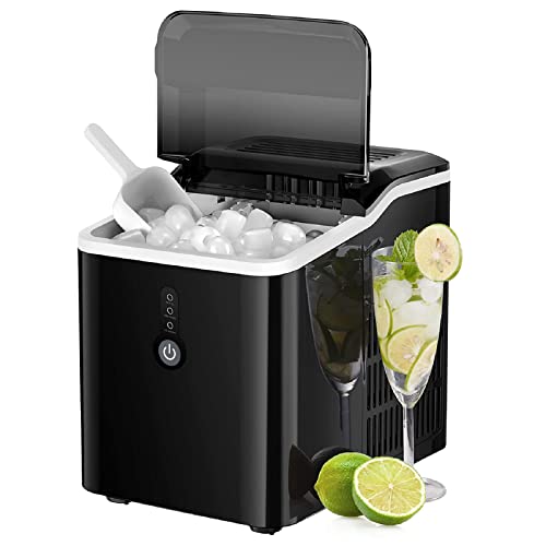 Ice Maker, Ice Maker Machine Countertop with Ice Scoop & Basket, 26lbs/24h, 9 Ice Cubes Ready in 7 Min, Automatic Portable Ice Cube Maker for Home Kitchen Bar Party