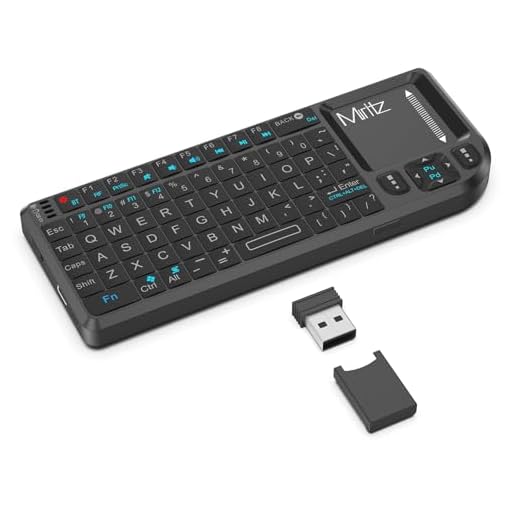 Miritz 2.4GHz Mini Wireless Touchpad Keyboard, Lightweight Rechargeable Ultra Mini Thin USB with RGB Backlit Keyboard, Plug and Play, Fits for HTPC, for PS3/4