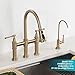 KRAUS Allyn Transitional Bridge Kitchen Faucet with Pull-Down Sprayhead in Brushed Gold, KPF-3121BG