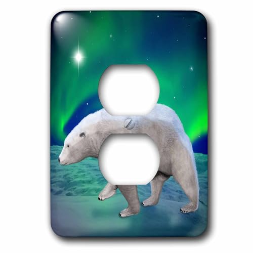 3dRose lsp_20903_6 Polar Bear Aurora Cache-prise double pour rénovation murale