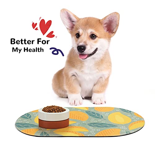 HACHIKITTY Pet Feeding Mat for Large Medium Dogs Waterproof Large Dog Food Mat, Non-Slip Dog Eating Mat Easy to Clean, Flexible and Non-Toxic Bowl Mats with Fruit Pattern(Mango) - Image 5