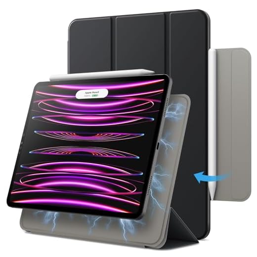 JETech Magnetiskt Fodral Kompatibel med iPad Air 4 10,9 Tum och iPad Pro 11 Tum 2021/2020/2018 Modell, Stöd Pencil Andra Generationen Laddar, Magnetiskt fäste, Automatisk Väckning/Sömn (Svart)