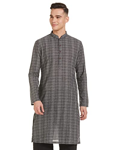 Image of Manthan Men's Cotton Full Sleeves Kurta, Mandarin Collar Ethnic Knee Length Kurta
