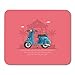 Tapis de souris Scooter bleu garé près de la villa et de la plage de la mer Motocyclette sur la moto de route Debout Tropical Seaside Tapis de souris pour ordinateurs portables, ordinateurs de bureau