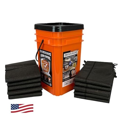 Quick Dam Grab & Go Flood Kit includes 5- 5ft Flood Barriers & 10- 2ft Flood Bags in Bucket