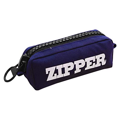 Bolsa de lápiz CHshe Bolso de la pluma de la cremallera Gran capacidad Lona simple Estuche