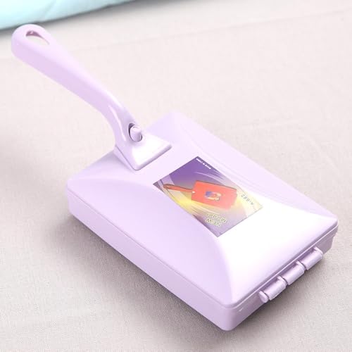 MonoSora Spazzatrice portatile per tappeti con doppio rullo spazzolato per letto, divano e tavolo, briciole viola