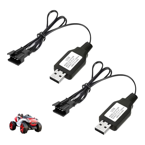 2 Pièces 7.4V USB Chargeur Câble RC Universel, Chargeur avec Connecteur SM-4P, Câble de Charge pour Batterie LiPo 2S 7.4V, Compatible avec Voitures RC,...