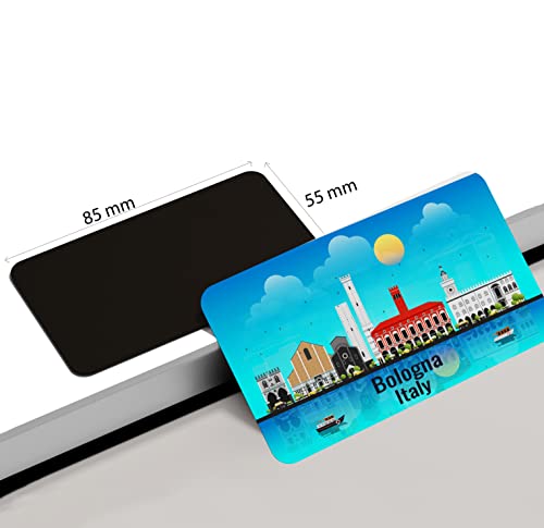 Image of dhcrafts Rectangular Rubber Fridge Magnet /Magnetic Card Blue Italy Bologna Design Pack of 1 (8.6cm x 5.4cm)