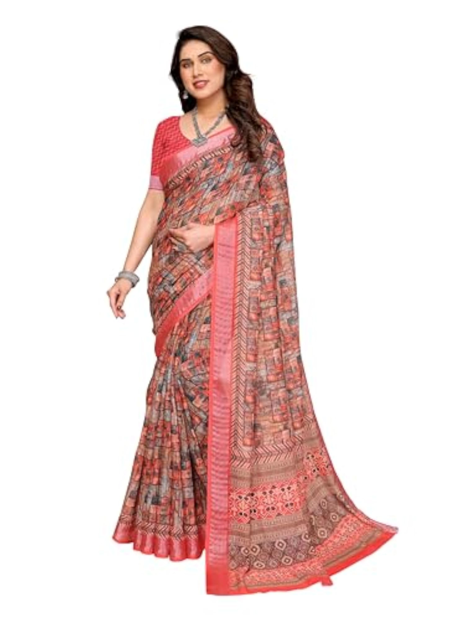 Women Digital Printed Linen Cotton Saree