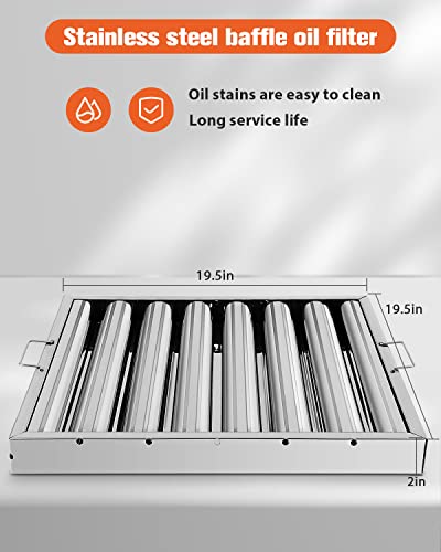 Olenyer Hood Filters 19.5W X 19.5H Inch 430 Stainless Steel Pack Of 6, 7 Grooves Commercial Hood Filters, Commercial Kitchen Range Hood Filter For Grease Rated Commercial Kitchen Exhaust Hoods #TOP2