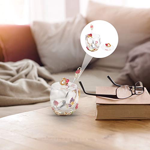 Amosfun copo de chá esmaltado copo de café copo copo de café feito à mão caneca de chá com flor rosa