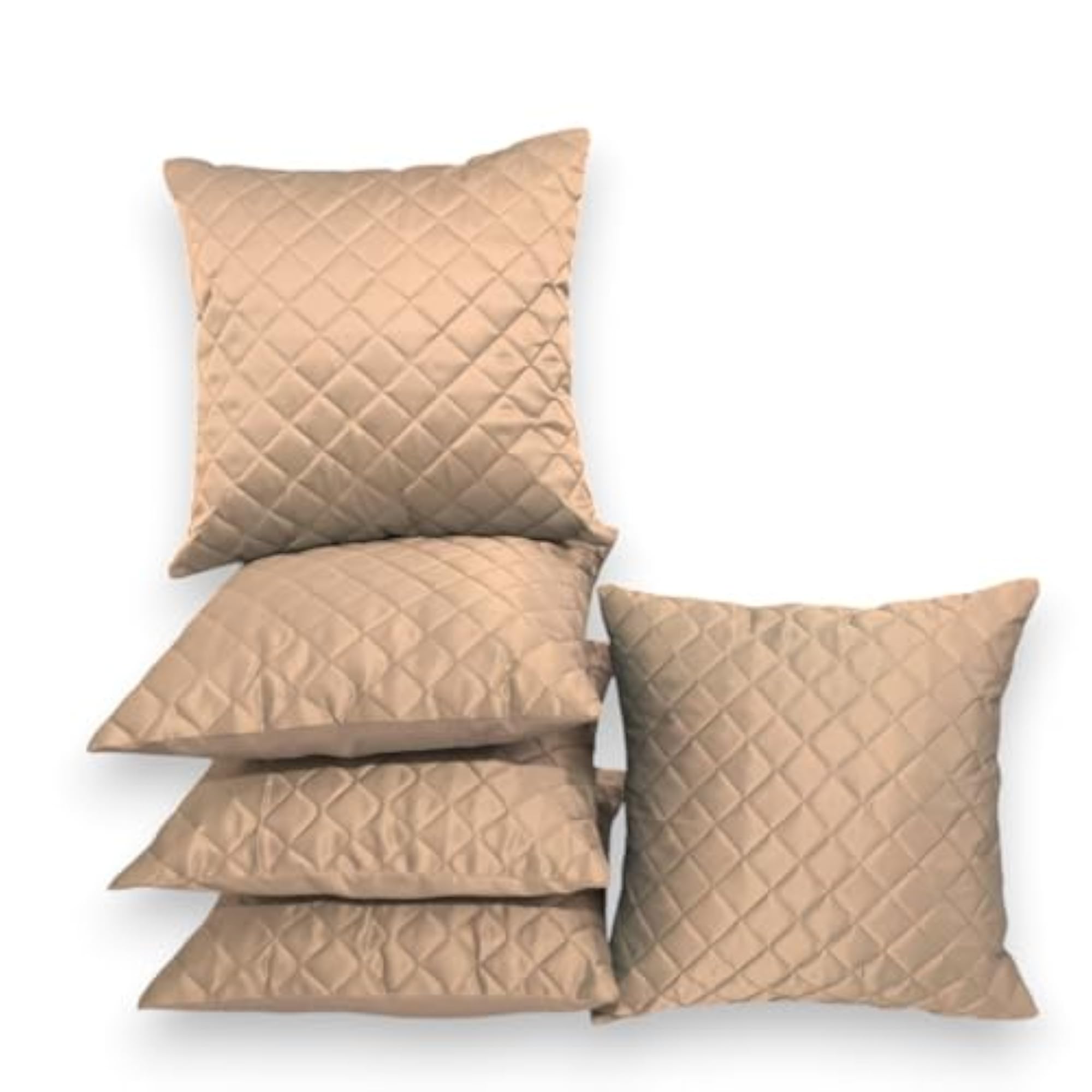 Satin Box Quilting Cushion Cover Pack, Khaki