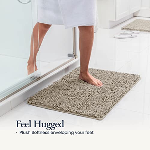 BELADOR Bathroom Rugs Sets 2 Piece- Plush Bath Mat Set Quick-Dry Soft Chenille Bathroom Mat with Rubber Backing, Absorbant Bathroom Rug Set, Washable Bath Rugs for Bathroom- Bath Mats 24x17 + 30x20
