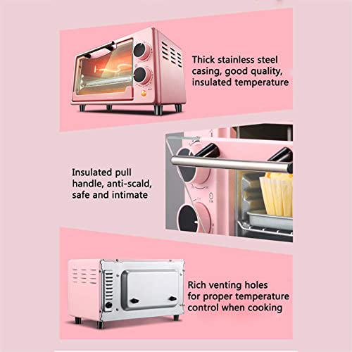 LJXX Mini-oven, pizzaoven, grilloven, oven, huishoudelijk koken, multifunctioneel, automatisch, mini-elektrische oven, convectie, toonbank, broodrooster, oven, roze - Afbeelding 4