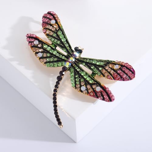 Image of Dragonfly Brooch and Pins for Women Enamel /Rhinestone Crystal Dragonfly Animals Brooches Jewelry for Mom Wife Elegant Dress Accessories Birthday Gifts