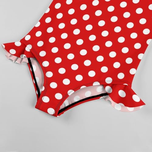 Image of Girls One Piece Swimsuit Polka Dots Ruffles Swimwear Bathing Suits 3-12 Years