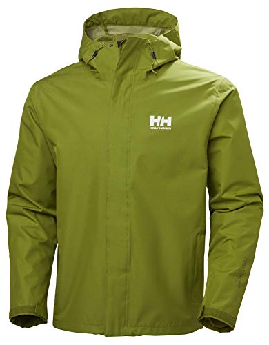 Helly Hansen Men's Seven J Waterproof Windproof Breathable Hooded Rain Coat Jacket, 407 Wood Green, XX-Large