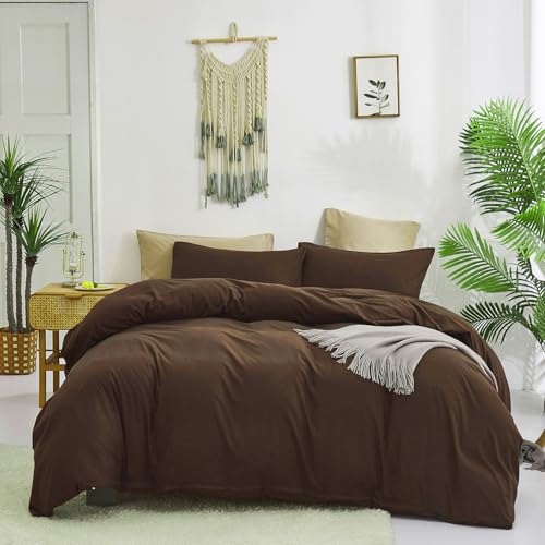 KAREVER Brown Comforter Set King Coffee Color Bedding Set 3