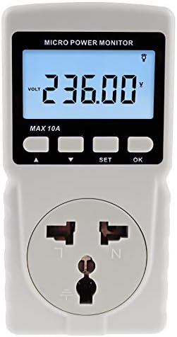 Watt Power Meter Plug-in Socket Power Meter, Home Electrical Usage Monitor Consumption, Kilowatt Wattage Voltage AMP Tester with Backlight Overload Protection
