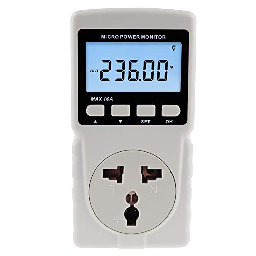 Watt Power Meter Plug-in Socket Power Meter, Home Electrical Usage Monitor Consumption, Kilowatt Wattage Voltage AMP Tester with Backlight Overload Protection