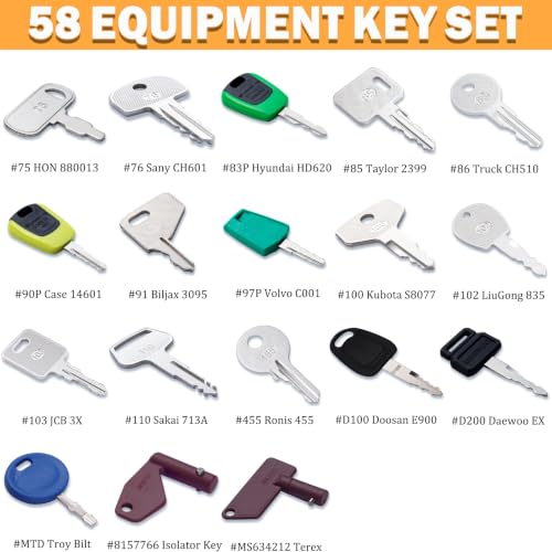 Image of 58 Pro Heavy Equipment Key Master Set, Construction Machine Operator Keys