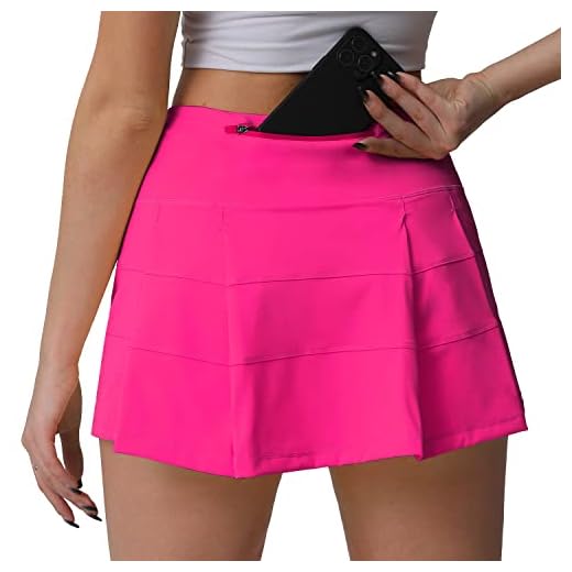 Husnainna High Waisted Pleated Tennis Skirt with Pockets Athletic Golf Skorts for Women Casual Workout Built-in Shorts 018BZQ-Hot Pink/c6