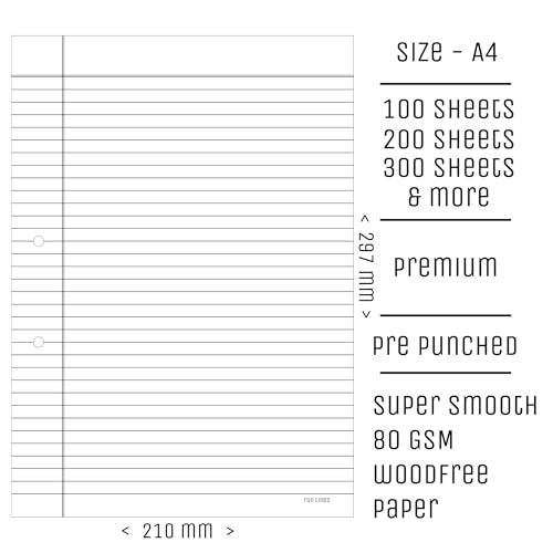 Image of Premium A4 Project Papers I One Side Ruled I For Projects, Assignments,Holiday homework,Notes- Pack of 80 (A4 Ruled + Pre-Punched)