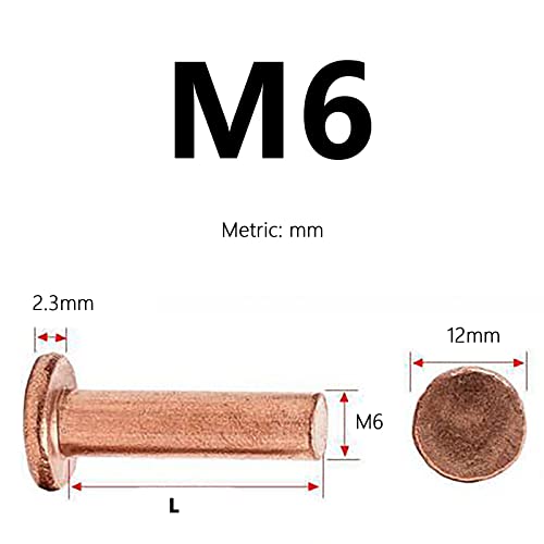Rivets à tête plate solides M6 x 10mm pour éliminer le desserrage des vis fraisées - 4
