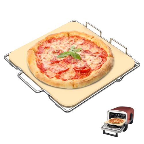 Outspark Pizza Stone with Rack for Ninja Woodfire OO101 8 in 1 Outdoor Pizza Oven Baking Stone Set for Oven and Grill Cooking Pizza Oven Accessories for Ninja OO100 Series