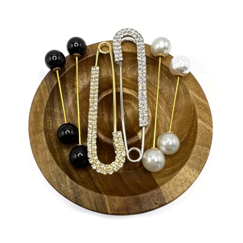 Image of 2PCS Camellia Pearl Alloy Pin, Black and White Camellia Brooch and Pin, Elegance Flower Pearl Brooches Lapel Pins for Hats Scarf Tie Wreath Garments Decoration Accessories for Women