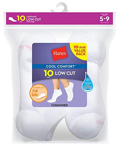 Image of Hanes Women's Cushioned Athletic Ankle Socks (10-Pack)