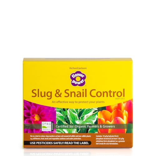 Image of Richard Jackson Flower Power Organic Slug & Snail Control Pellets, Natural Metaldehyde-Free Formula with Iron Phosphate, Plant Safe Treatment for Garden and Vegetables, 600g
