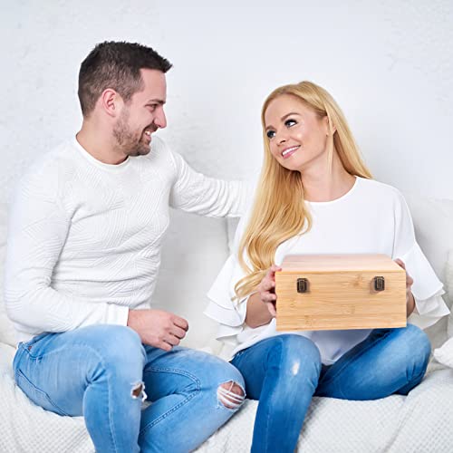 Es/Easystore - Wooden Box With Hinged Lid - Extra Large Decorative Storage Boxes With Lids (Size 12X10X6 Inch), Memory Box For Keepsakes, Storage Box With Clasps Latch #TOP6